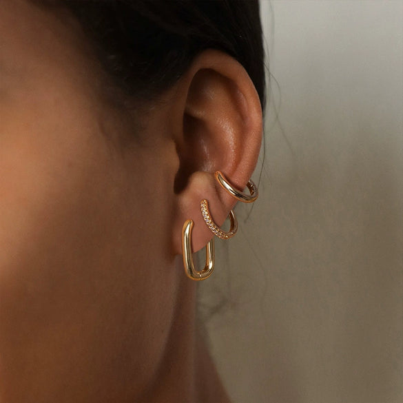 Wholesale Women's Geometric Copper Electroplated Light Luxury Gold Pigment Earrings Jewelry