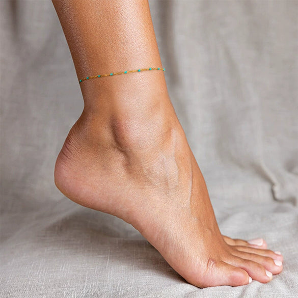 Wholesale Women's Geometric Copper Gold Plated Artificial Gemstones And Semiprecious Stones Anklet Jewelry