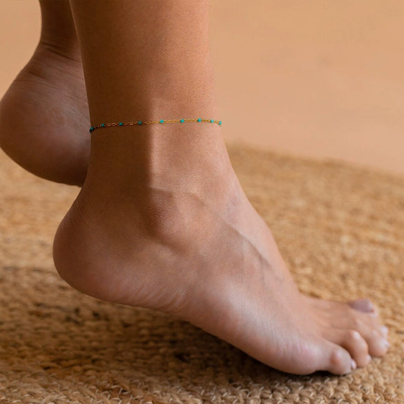 Wholesale Women's Geometric Copper Gold Plated Artificial Gemstones And Semiprecious Stones Anklet Jewelry