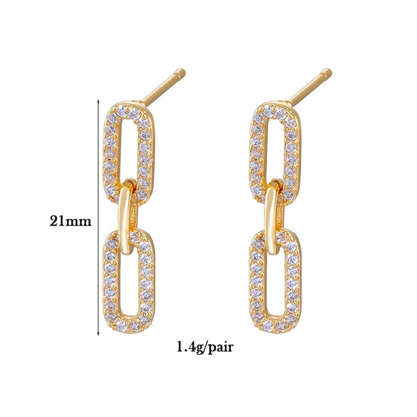 Wholesale Women's Geometric Copper Gold Plated Interlocking Zircon Microset Earrings
