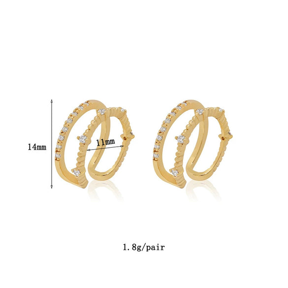 Wholesale Women's Geometric Copper Gold Plated Zircon Nonpierced Ear Clips