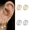 Wholesale Women's Geometric Copper Gold Plated Zircon Nonpierced Ear Clips