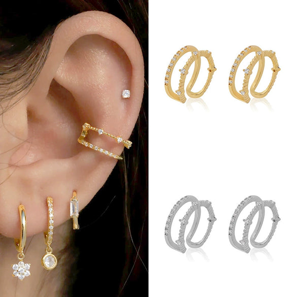 Wholesale Women's Geometric Copper Gold Plated Zircon Nonpierced Ear Clips