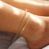 Wholesale Women's Geometric Copper 14K Gold Plated Disc Chain Anklet Jewelry