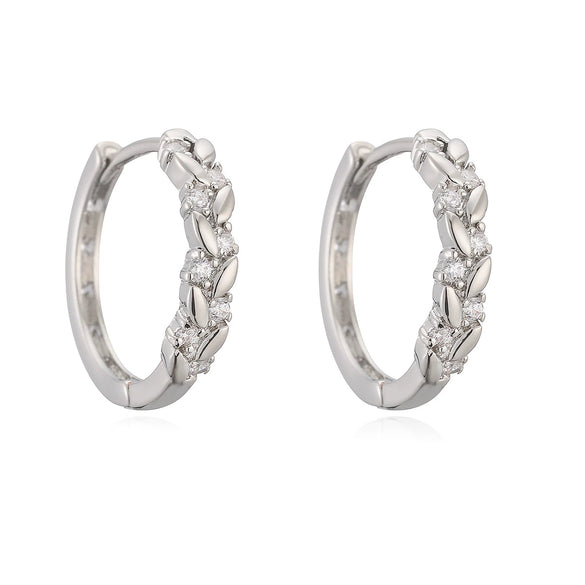 Wholesale Women's Geometric Copper 18K Gold Plated Micro Setting Hoop Earrings