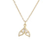 Wholesale Women's Geometric Copper 18K Gold Plated Zircon Motherofpearl Fishtail Pendant Necklace