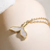 Wholesale Women's Geometric Copper 18K Gold Plated Zircon Motherofpearl Fishtail Pendant Necklace