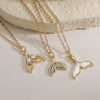 Wholesale Women's Geometric Copper 18K Gold Plated Zircon Motherofpearl Fishtail Pendant Necklace
