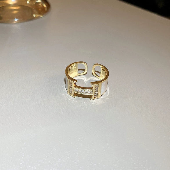 Wholesale Women's Geometric Copper Light Luxury Ring With Real Gold Electroplated