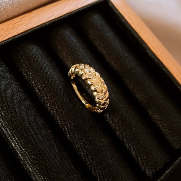Wholesale Women's Geometric Copper Light Luxury Ring With Real Gold Electroplated