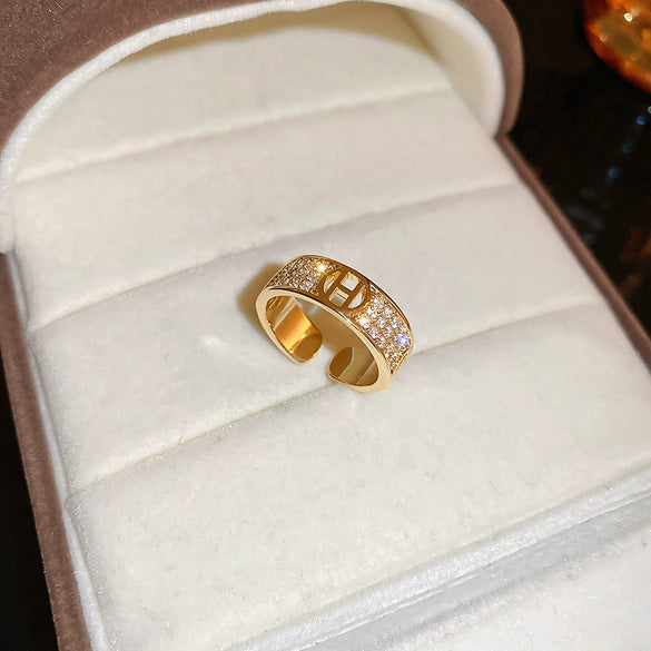 Wholesale Women's Geometric Copper Light Luxury Ring With Real Gold Electroplated