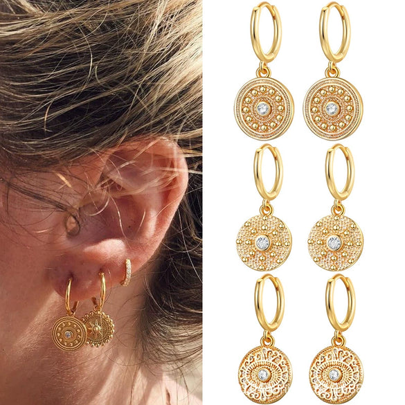 Wholesale Women's Geometric Copper Plated With Real Gold Devil's Eye Earrings