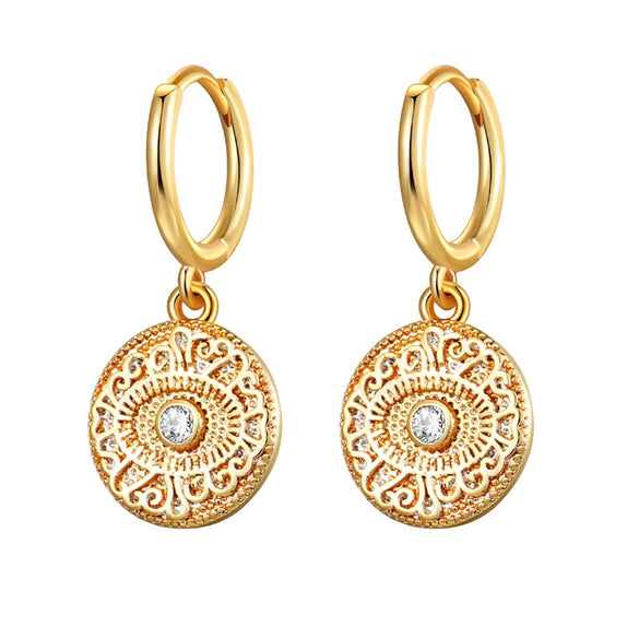 Wholesale Women's Geometric Copper Plated With Real Gold Devil's Eye Earrings
