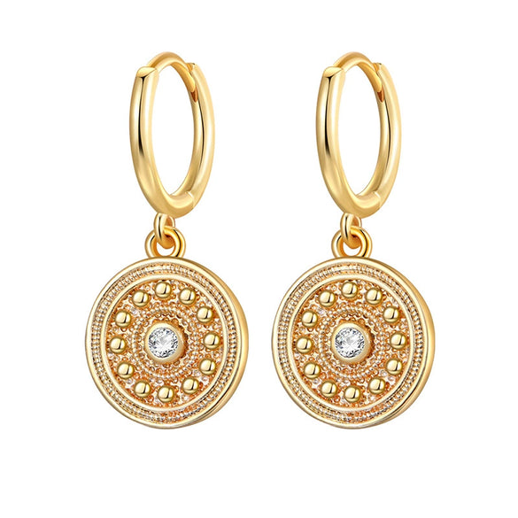 Wholesale Women's Geometric Copper Plated With Real Gold Devil's Eye Earrings