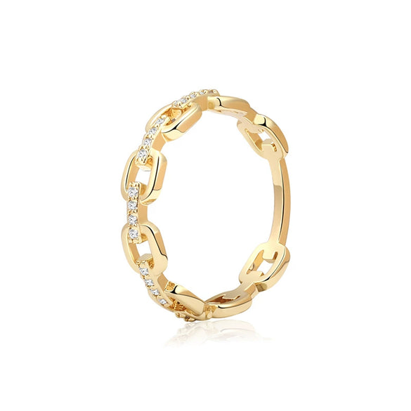 Wholesale Women's Geometric Copper Real Gold Plated Diamond Ring Retro Simple Jewelry