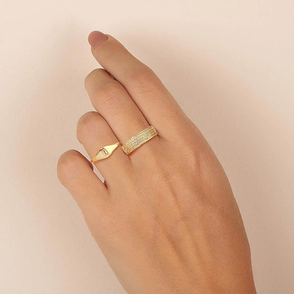 Wholesale Women's Geometric Copper Ring With Microencrusted Diamond And Electroplating Stylish Simple Ins Style