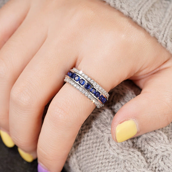 Wholesale Women's Geometric Copper Ring With Microinlaid Zirconia Design