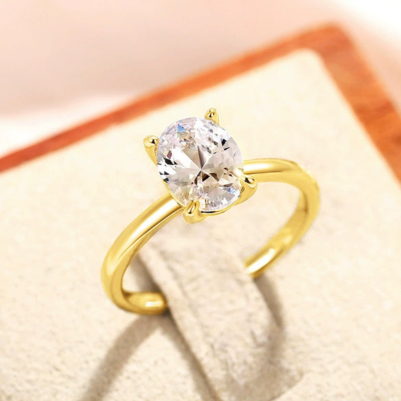 Wholesale Women's Geometric Copper Zircon Inlaid Oval Ring Jewelry