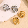 Wholesale Women's Geometric Creative Stainless Steel 18K Gold Plated Rectangular Irregular Pleated Earrings