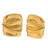 Wholesale Women's Geometric Creative Stainless Steel 18K Gold Plated Rectangular Irregular Pleated Earrings