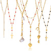 Wholesale Women's Geometric Cross Long Yshaped Necklace Electroplated Titanium Steel And Stainless Steel Jewelry