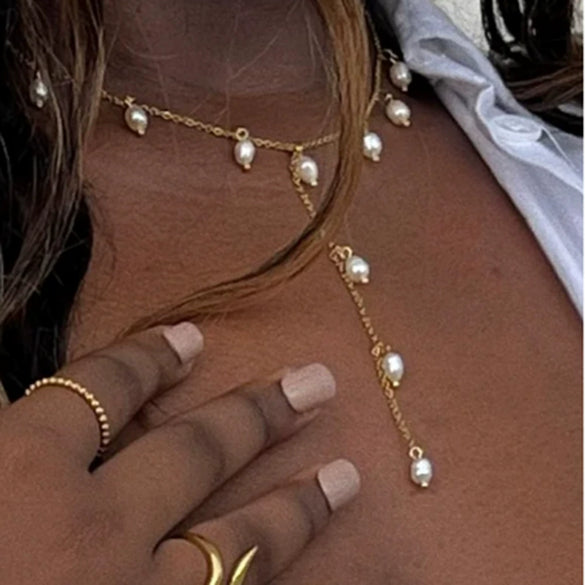 Wholesale Women's Geometric Cross Long Yshaped Necklace Electroplated Titanium Steel And Stainless Steel Jewelry