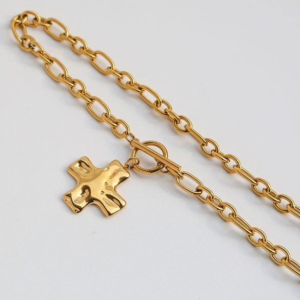 Wholesale Women's Geometric Cross Stainless Steel Electroplated Necklace
