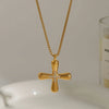 Wholesale Women's Geometric Cross Titanium Steel And Stainless Steel Electroplated Necklace Jewelry