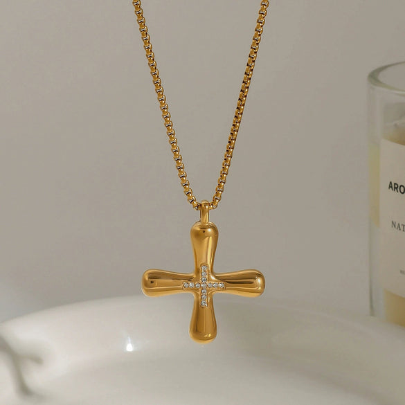 Wholesale Women's Geometric Cross Titanium Steel And Stainless Steel Electroplated Necklace Jewelry