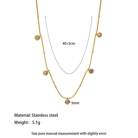 Wholesale Women's Geometric Cross Zircon Pendant Titanium Steel Necklace With 18K Gold Plating And Polishing