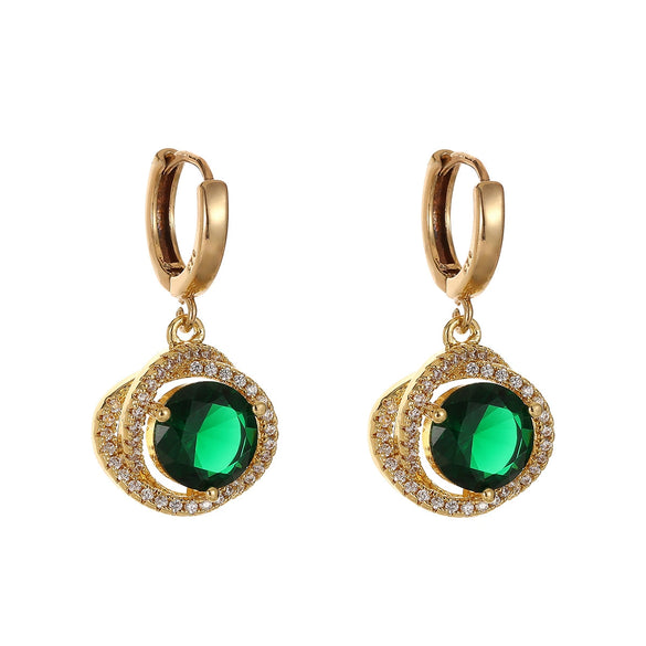 Wholesale Women's Geometric Crystal Glass Gold Plated Electroplated Retro Earrings
