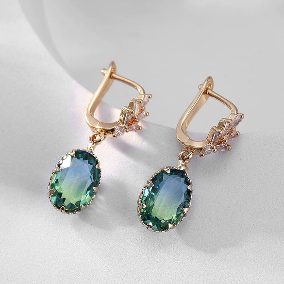 Wholesale Women's Geometric Crystal Glass Gold Plated Electroplated Retro Earrings