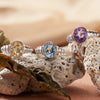 Wholesale Women's Geometric Crystal Ring Set With Gemstones S925 Sterling Silver Natural Color Topaz Amethyst