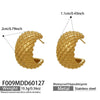 Wholesale Women's Geometric Cshaped Grid Diamondshaped Stainless Steel Goldplated Earrings