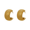 Wholesale Women's Geometric Cshaped Grid Diamondshaped Stainless Steel Goldplated Earrings