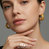 Wholesale Women's Geometric Cshaped Grid Diamondshaped Stainless Steel Goldplated Earrings