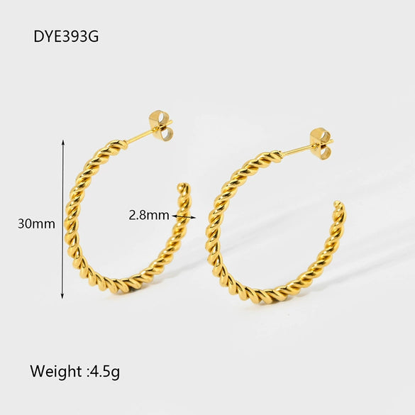 Wholesale Women's Geometric Cshaped Stainless Steel Earrings 14K Gold Plated
