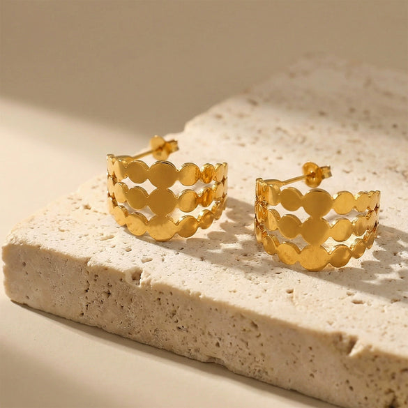 Wholesale Women's Geometric Cshaped Stainless Steel Electroplated Earrings Niche Design