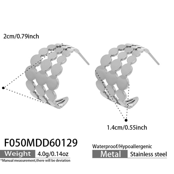 Wholesale Women's Geometric Cshaped Stainless Steel Electroplated Earrings Niche Design