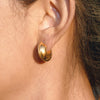 Wholesale Women's Geometric Cshaped Stainless Steel Vacuum Real Gold Plated Earrings