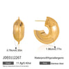 Wholesale Women's Geometric Cshaped Stainless Steel Vacuum Real Gold Plated Earrings