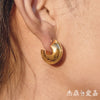 Wholesale Women's Geometric Cshaped Stainless Steel Vacuum Real Gold Plated Earrings