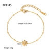 Wholesale Women's Geometric Daisy Pendant Stainless Steel 18K Gold Plated Bracelet Highend Jewelry