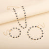 Wholesale Women's Geometric Devil's Eye Necklace Bracelet Anklet Combination Made Of Alloy With Electroplating Treatment And Bamboo Chain