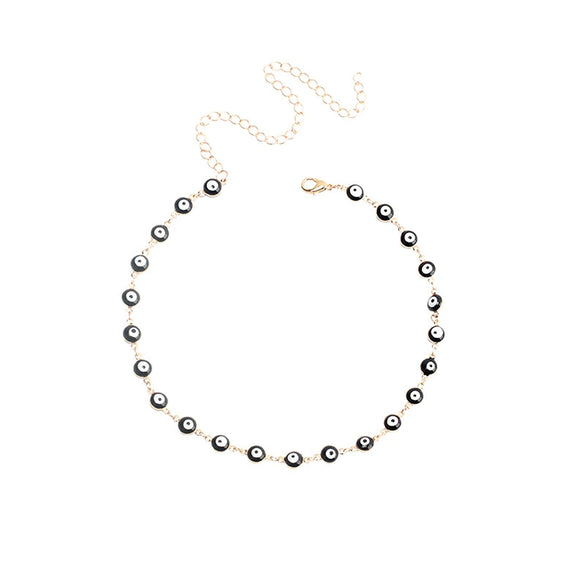 Wholesale Women's Geometric Devil's Eye Necklace Bracelet Anklet Combination Made Of Alloy With Electroplating Treatment And Bamboo Chain