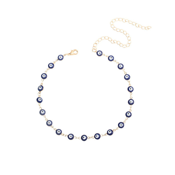 Wholesale Women's Geometric Devil's Eye Necklace Bracelet Anklet Combination Made Of Alloy With Electroplating Treatment And Bamboo Chain