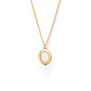 Wholesale Women's Geometric Diamond Design Oval Motherofpearl Shell Pendant Necklace With Cross Chain In 925 Sterling Silver