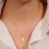Wholesale Women's Geometric Diamond Design Oval Motherofpearl Shell Pendant Necklace With Cross Chain In 925 Sterling Silver