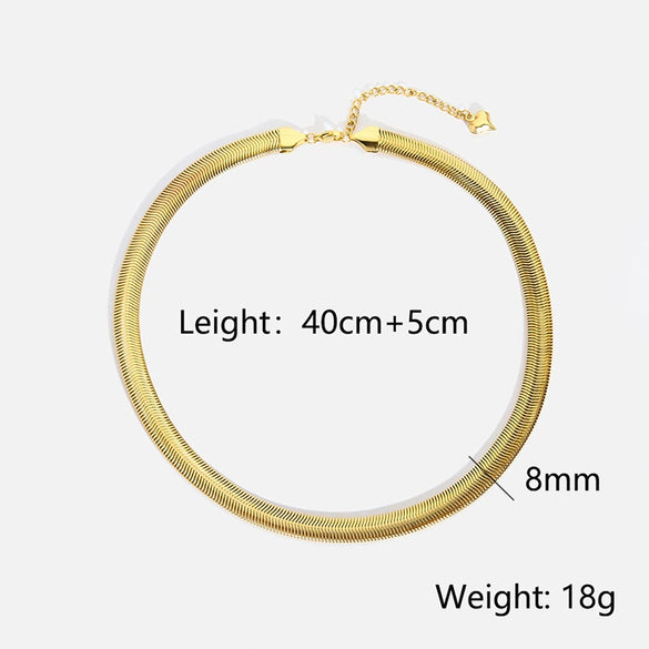 Wholesale Women's Geometric Diamond Design Titanium Steel And Stainless Steel Snake Bone Chain Necklace Choker