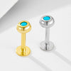 Wholesale Women's Geometric Diamond Design Turquoise Inlaid S925 Sterling Silver Body Piercing Earrings